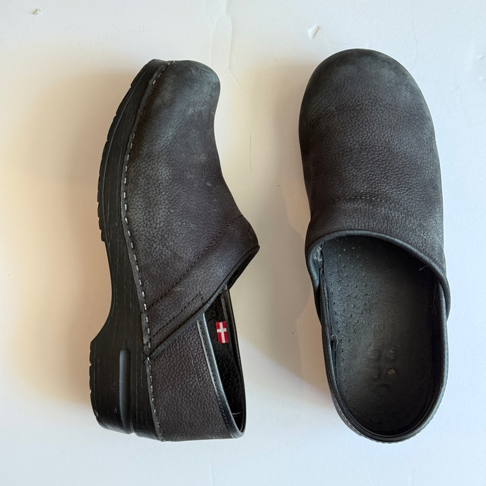 Sanita Charcoal Leather Mules